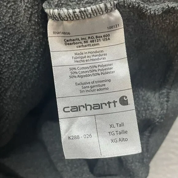 Carhartt Hoodie Mens XL Tall Gray Sweatshirt Midweight Logo Graphic Workwear - Picture 8 of 12